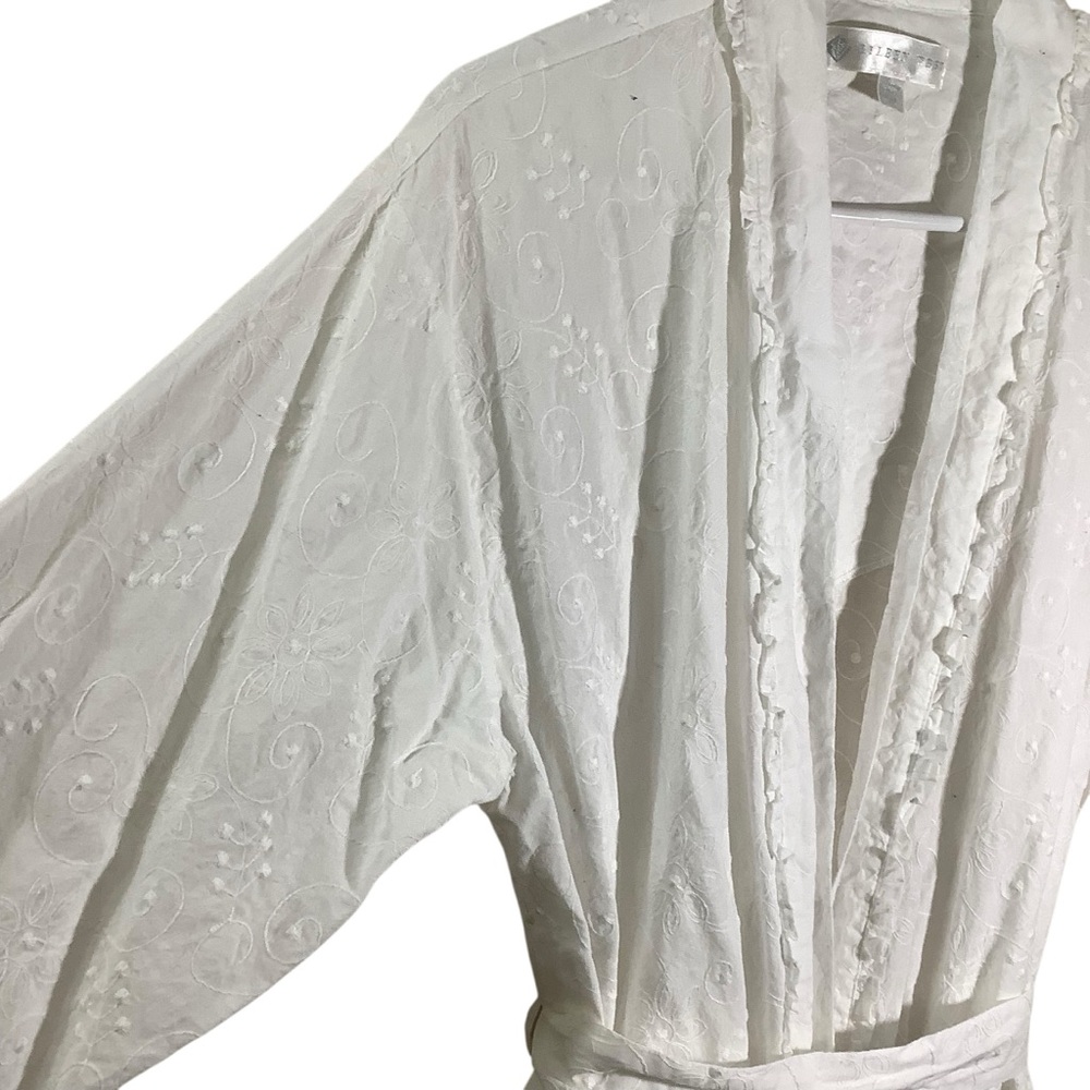 Eileen West Women’s White Embroidered Robe Vintage Y2K - Picture 4 of 10